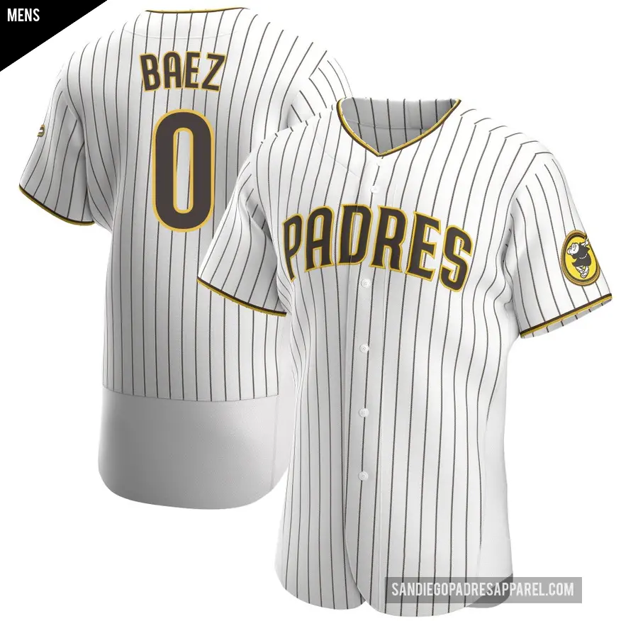 Men's San Diego Padres ＃0 Henry Baez Authentic White /Brown Home Jersey