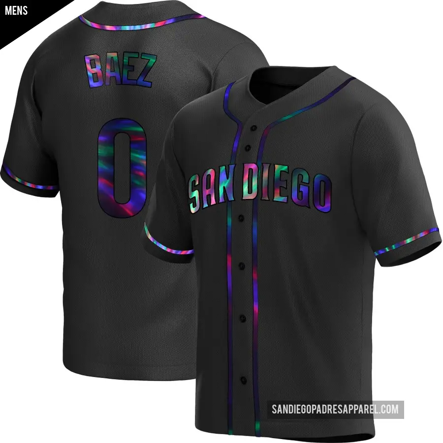 Men's San Diego Padres ＃0 Henry Baez Replica Black Holographic Alternate Jersey