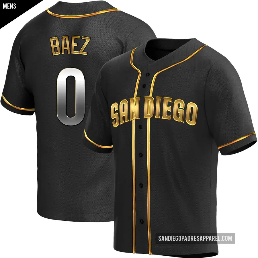 Men's San Diego Padres ＃0 Henry Baez Replica Gold Black en Alternate Jersey