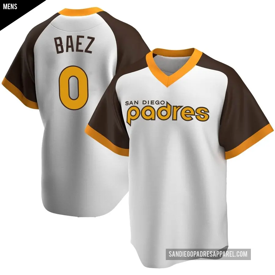 Men's San Diego Padres ＃0 Henry Baez Replica White Home Cooperstown Collection Jersey