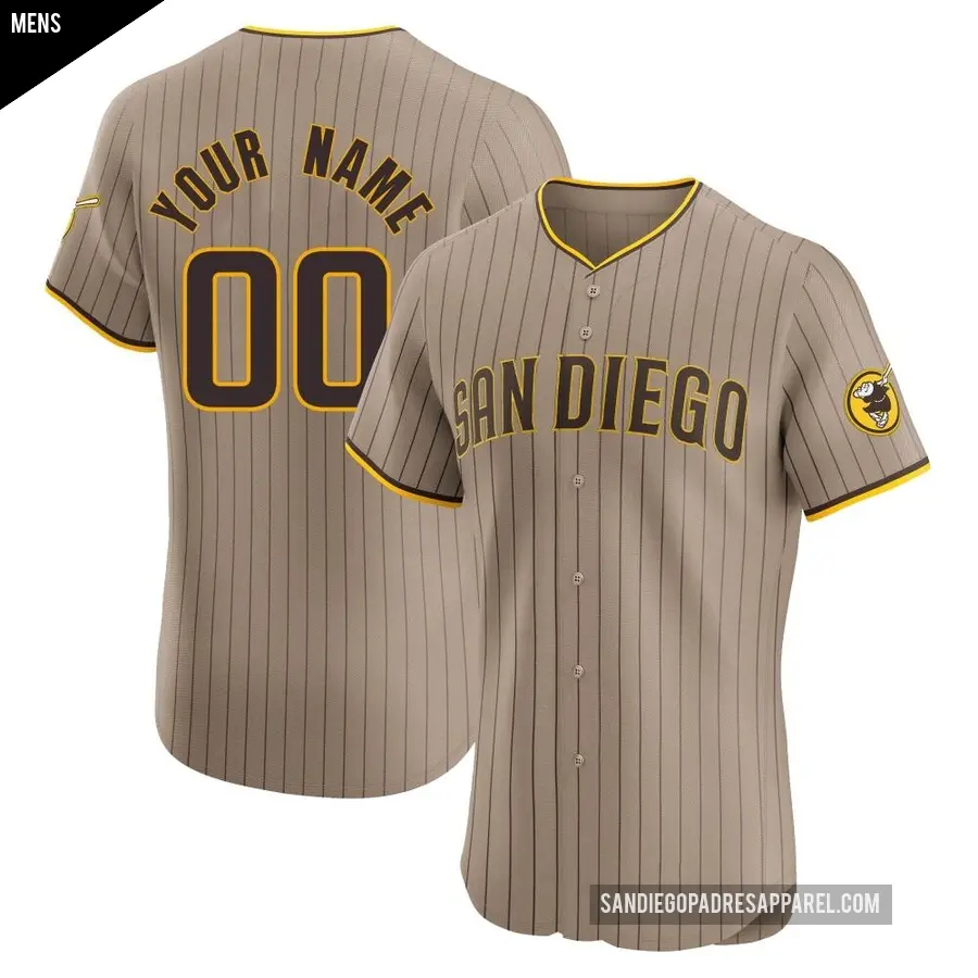 Men's San Diego Padres ＃00 Custom Elite Brown Alternate Jersey