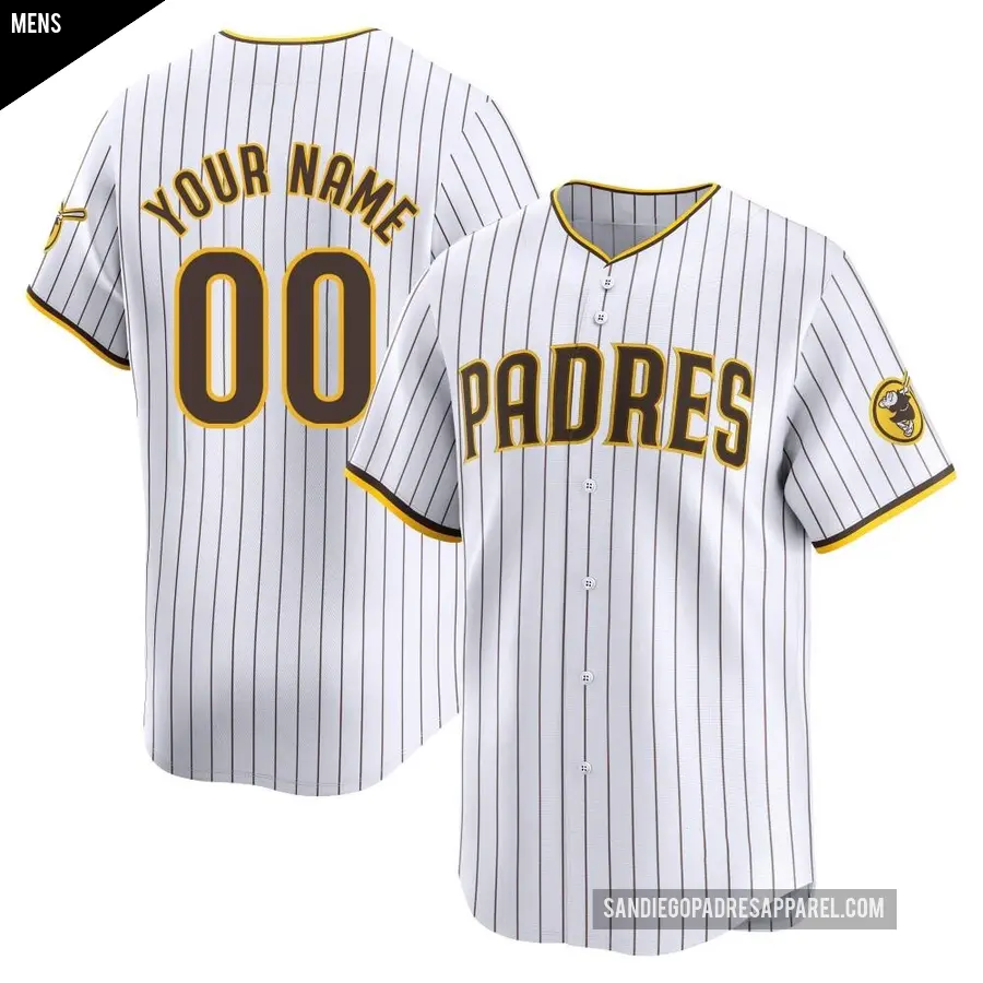 Men's San Diego Padres ＃00 Custom Limited White Home Jersey