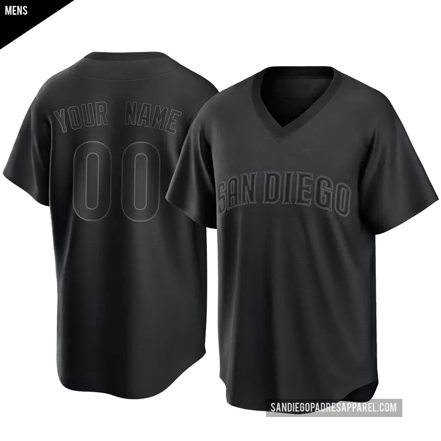 Men's San Diego Padres ＃00 Custom Replica Black Pitch Fashion Jersey