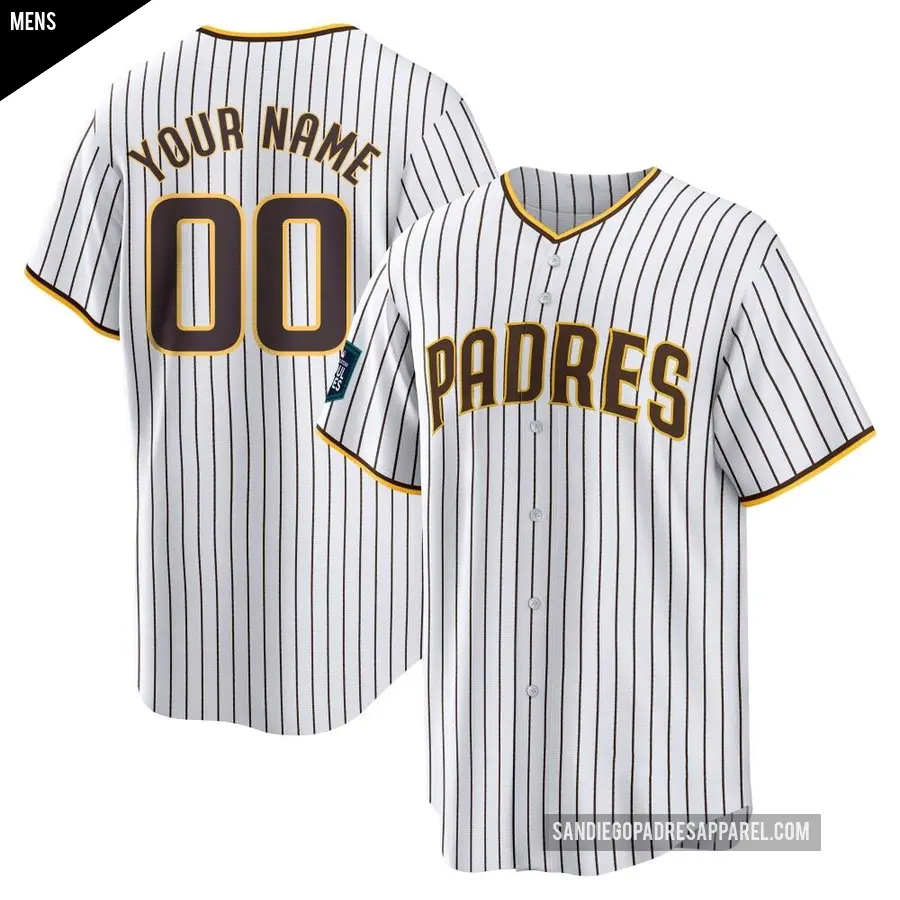 Men's San Diego Padres ＃00 Custom Replica White 2024 World Tour Seoul Series Home Jersey