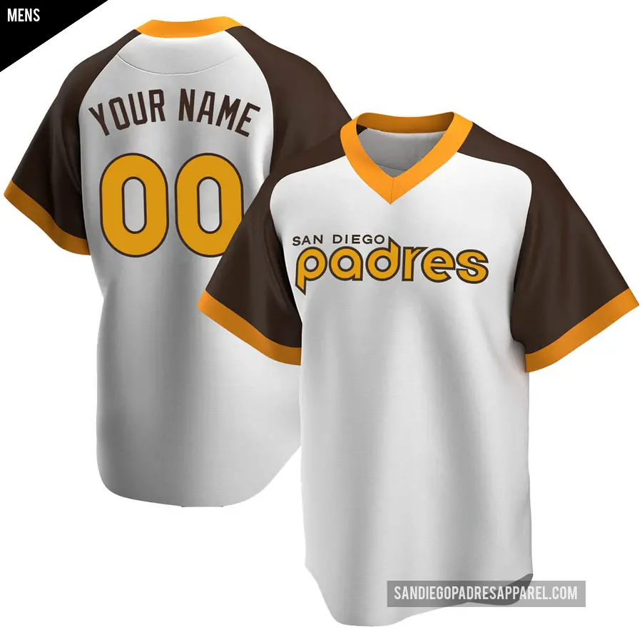 Men's San Diego Padres ＃00 Custom Replica White Home Cooperstown Collection Jersey