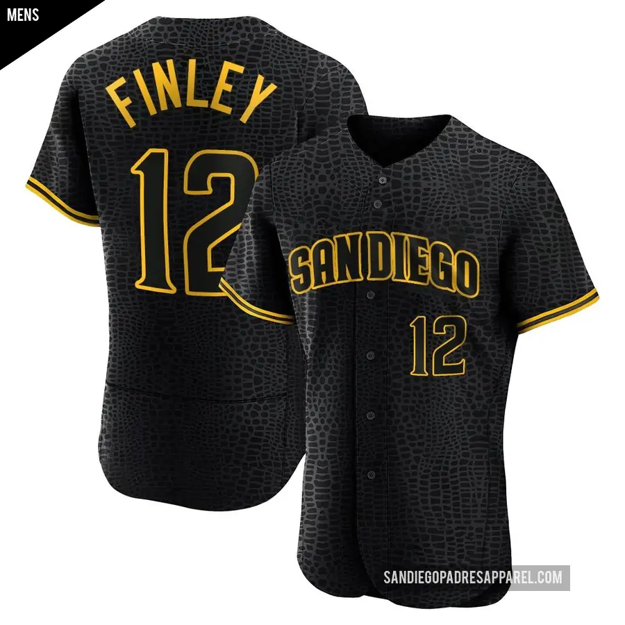 Men's San Diego Padres ＃12 Steve Finley Authentic Black Snake Skin City Jersey