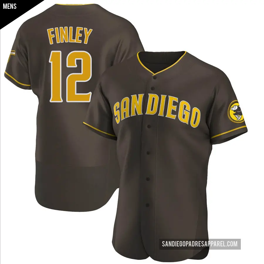 Men's San Diego Padres ＃12 Steve Finley Authentic Brown Road Jersey