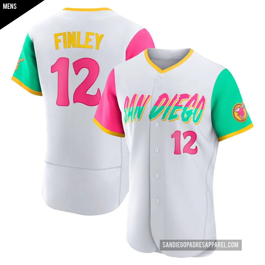 Men's San Diego Padres ＃12 Steve Finley Authentic White 2022 City Connect Jersey