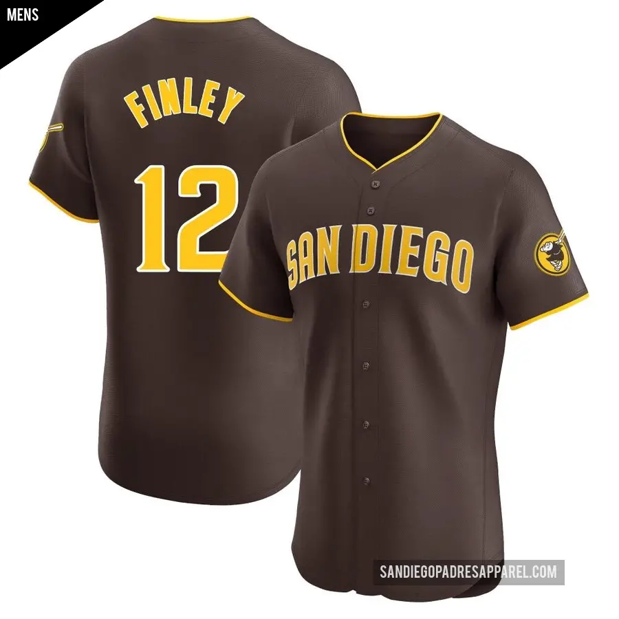 Men's San Diego Padres ＃12 Steve Finley Elite Brown Road Vapor Premier Jersey