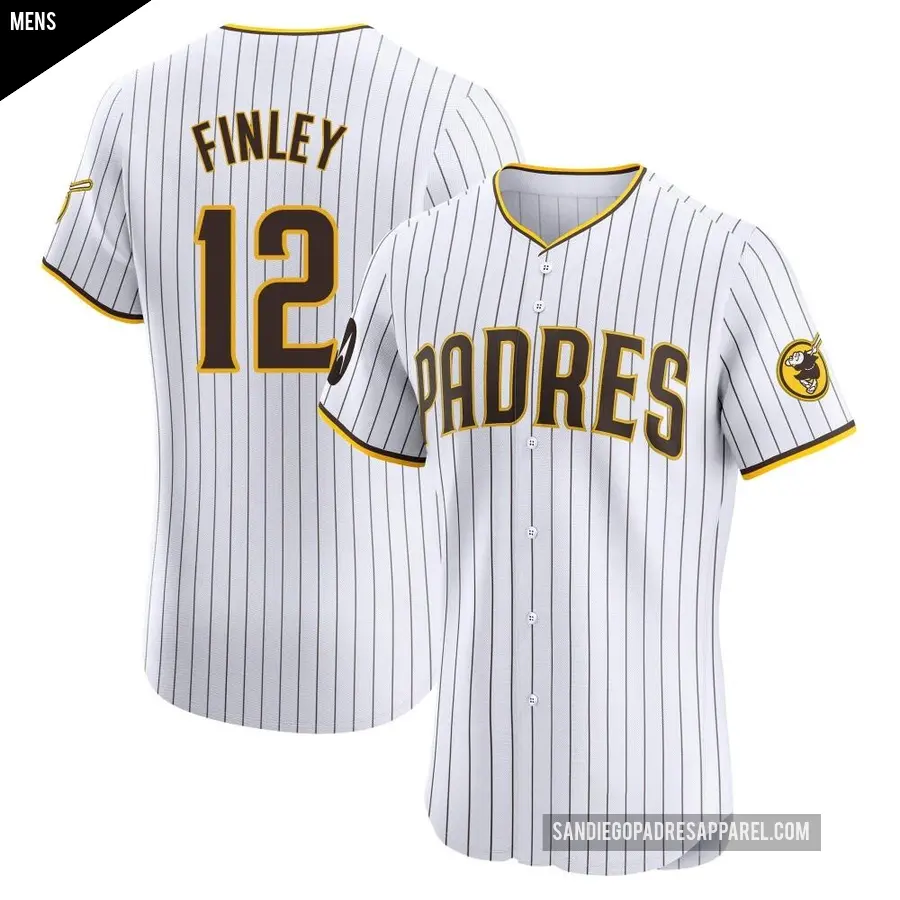 Men's San Diego Padres ＃12 Steve Finley Elite White Home Patch Jersey