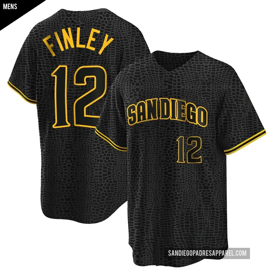 Men's San Diego Padres ＃12 Steve Finley Replica Black Snake Skin City Jersey