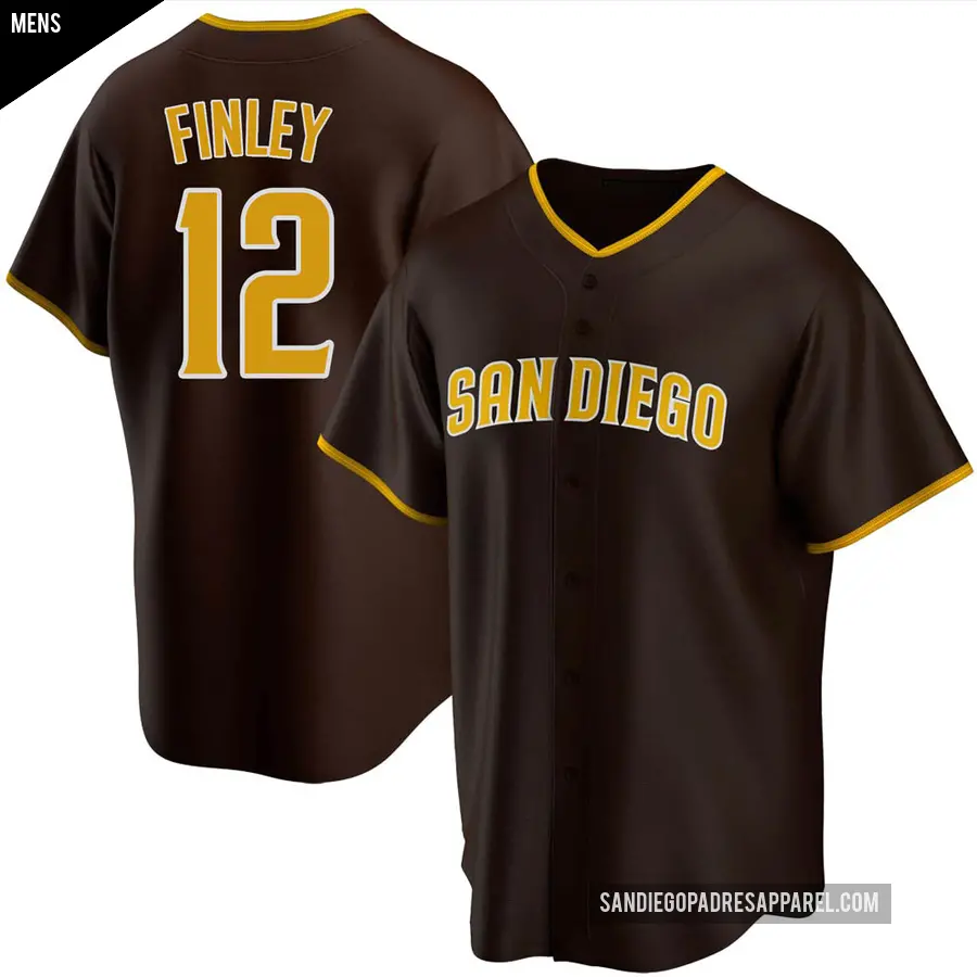 Men's San Diego Padres ＃12 Steve Finley Replica Brown Road Jersey