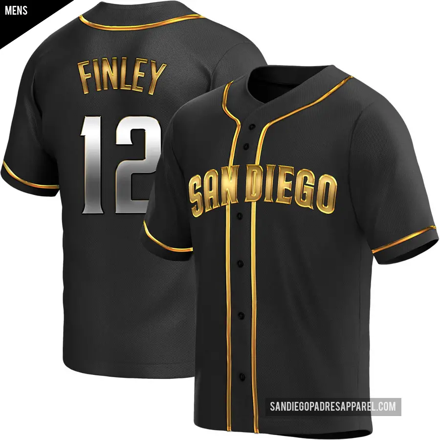 Men's San Diego Padres ＃12 Steve Finley Replica Gold Black en Alternate Jersey