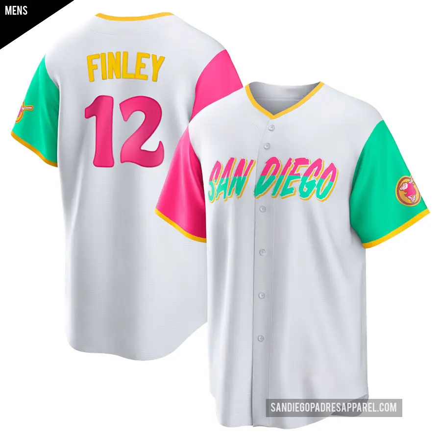 Men's San Diego Padres ＃12 Steve Finley Replica White 2022 City Connect Jersey