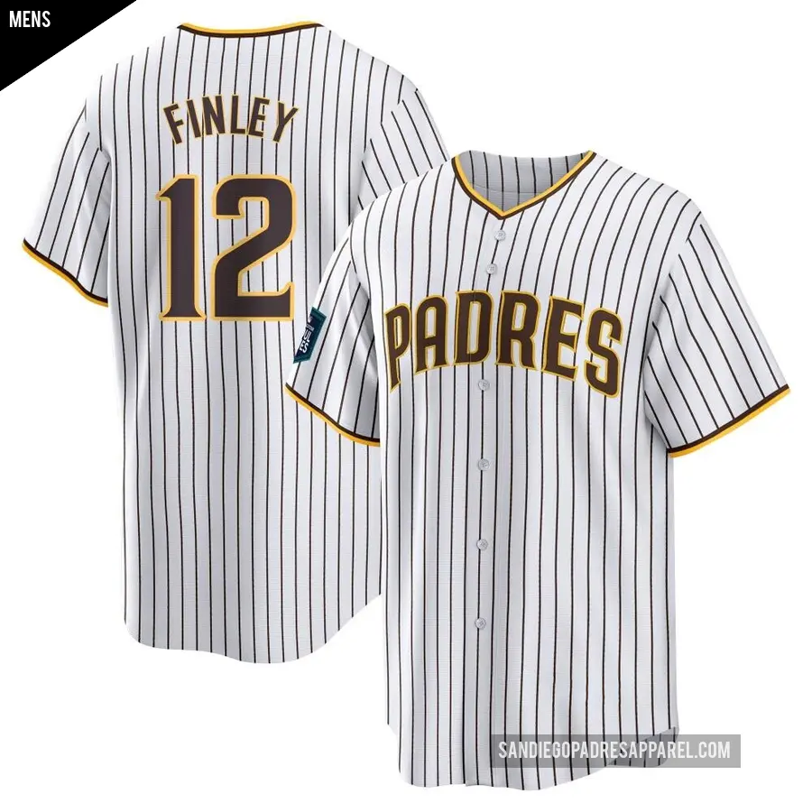 Men's San Diego Padres ＃12 Steve Finley Replica White 2024 World Tour Seoul Series Home Jersey