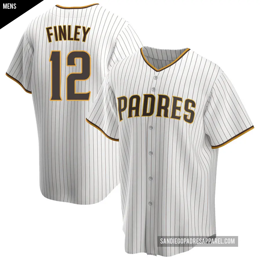 Men's San Diego Padres ＃12 Steve Finley Replica White /Brown Home Jersey