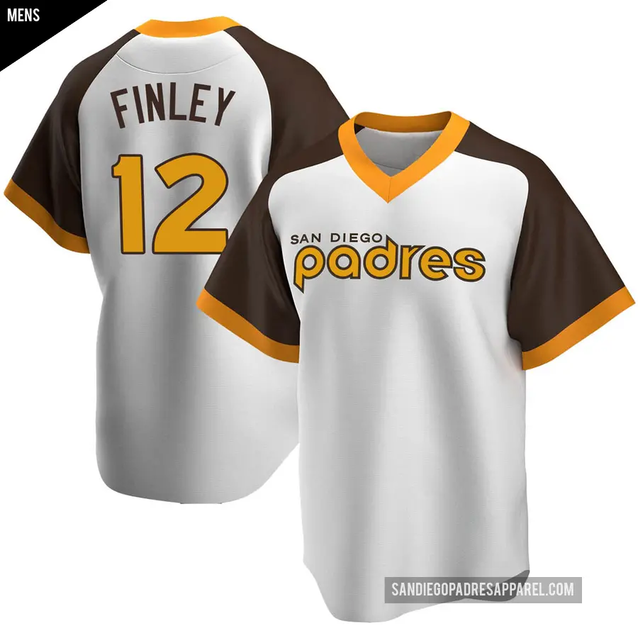 Men's San Diego Padres ＃12 Steve Finley Replica White Home Cooperstown Collection Jersey