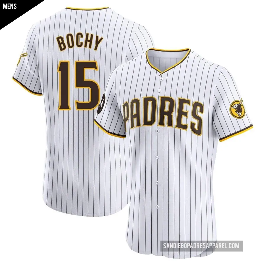 Men's San Diego Padres ＃15 Bruce Bochy Elite White Home Patch Jersey