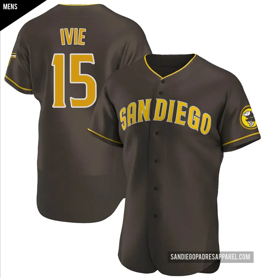 Men's San Diego Padres ＃15 Mike Ivie Authentic Brown Road Jersey