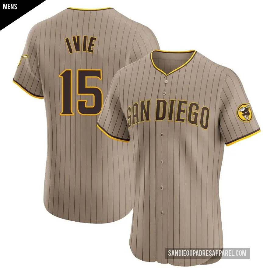 Men's San Diego Padres ＃15 Mike Ivie Elite Brown Alternate Jersey