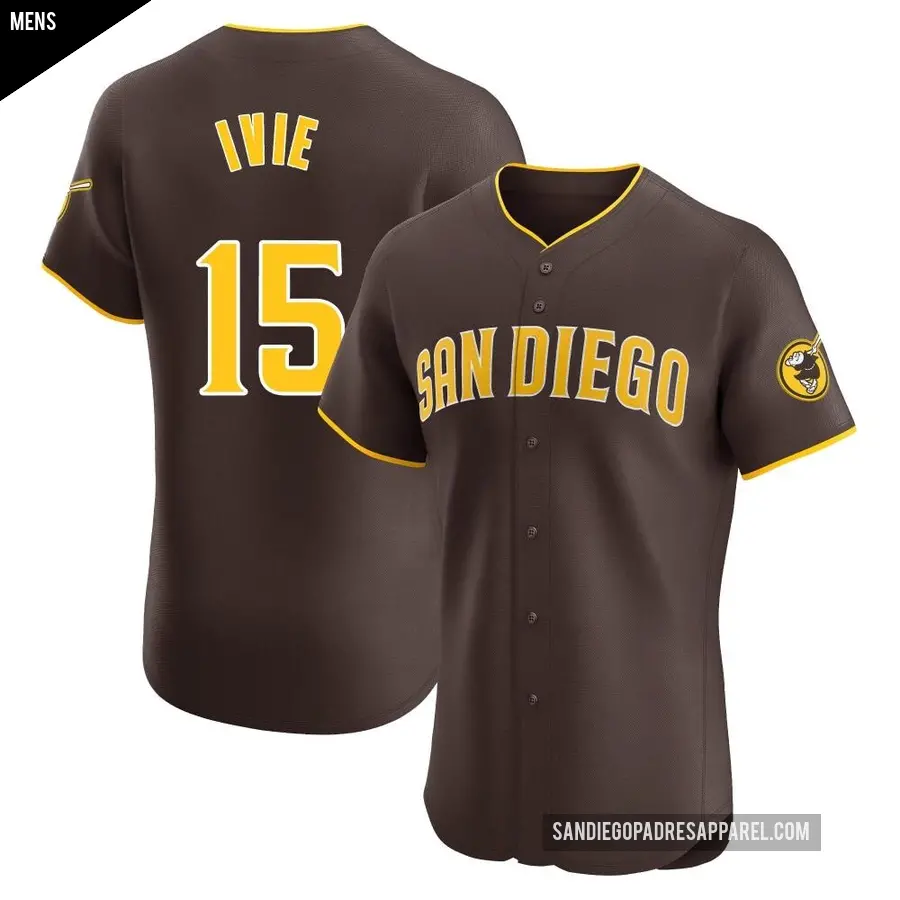 Men's San Diego Padres ＃15 Mike Ivie Elite Brown Road Vapor Premier Jersey