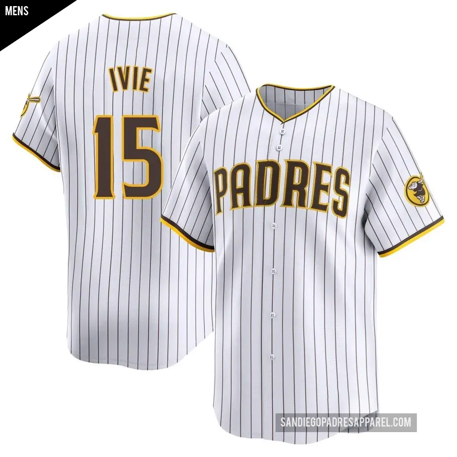 Men's San Diego Padres ＃15 Mike Ivie Limited White Home Jersey