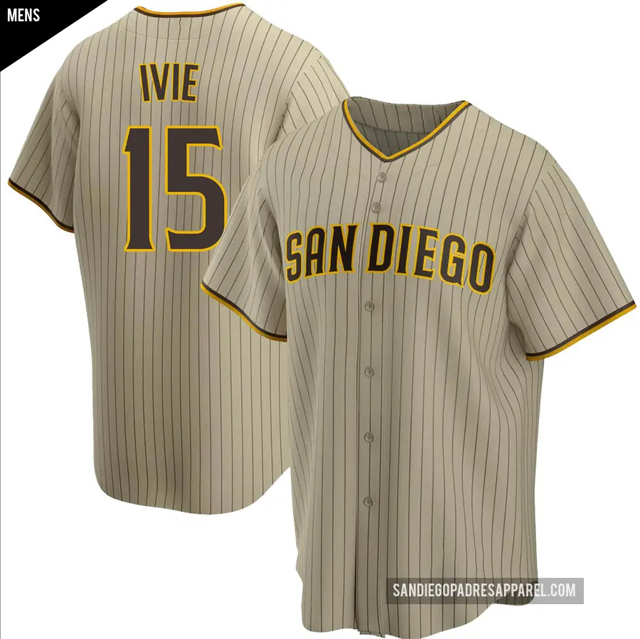 Men's San Diego Padres ＃15 Mike Ivie Replica Brown Sand/ Alternate Jersey