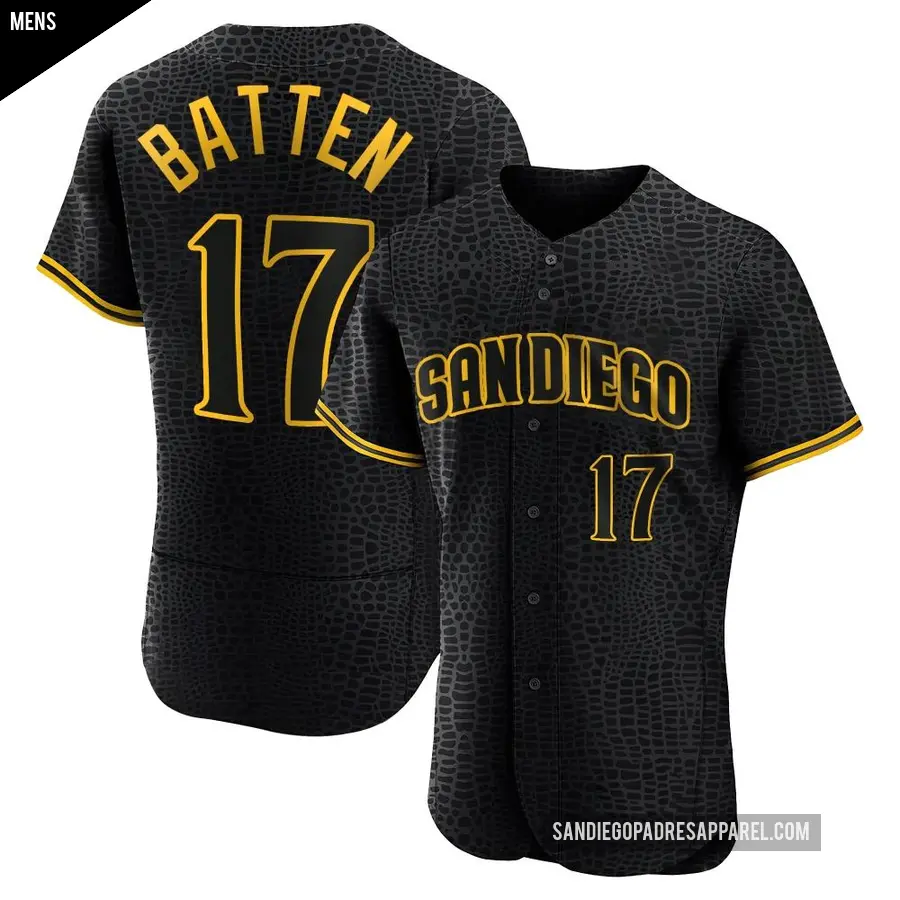 Men's San Diego Padres ＃17 Matthew Batten Authentic Black Snake Skin City Jersey