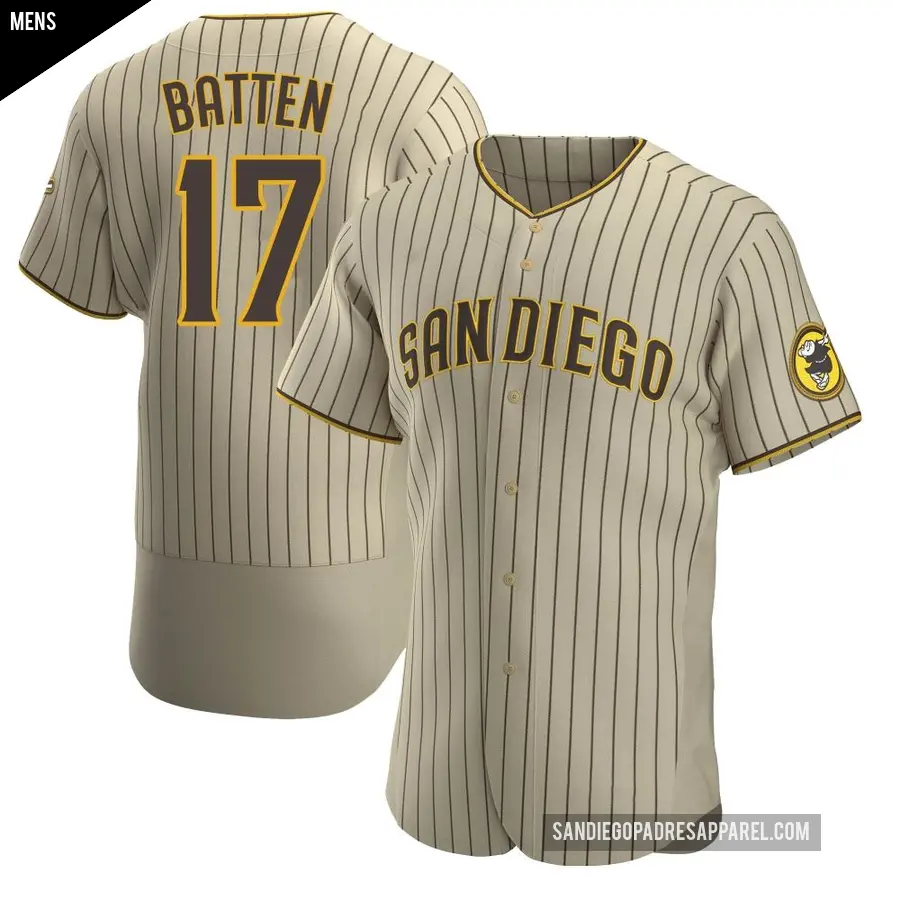 Men's San Diego Padres ＃17 Matthew Batten Authentic Brown Tan/ Alternate Jersey