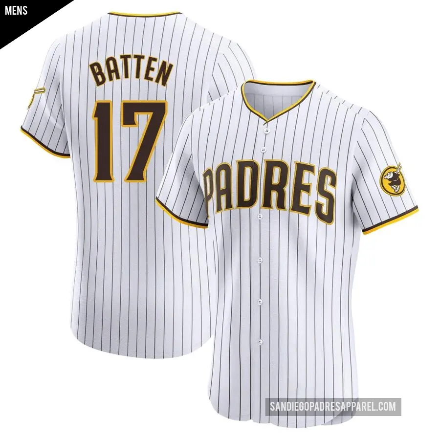 Men's San Diego Padres ＃17 Matthew Batten Elite White Home Jersey