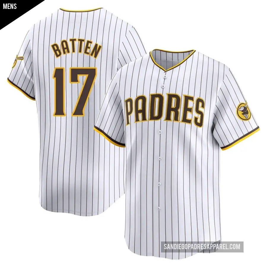 Men's San Diego Padres ＃17 Matthew Batten Limited White Home Jersey