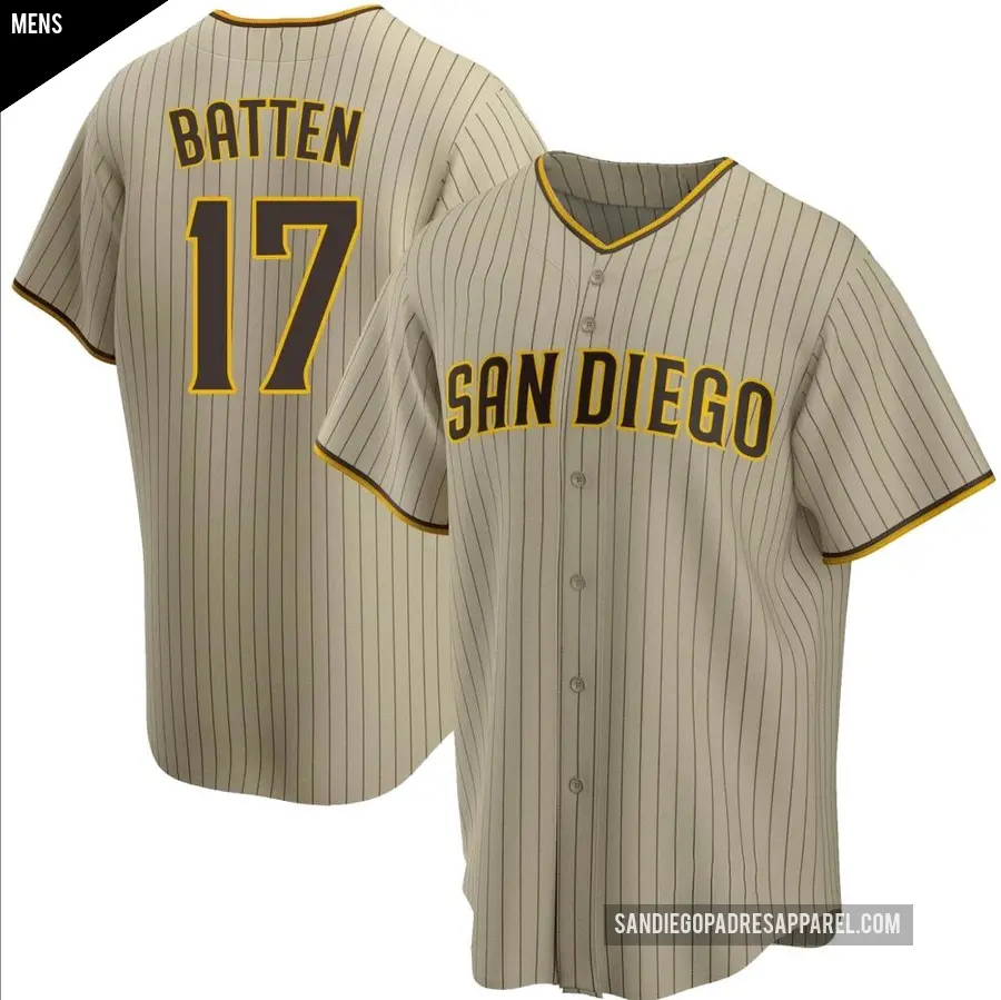 Men's San Diego Padres ＃17 Matthew Batten Replica Brown Sand/ Alternate Jersey