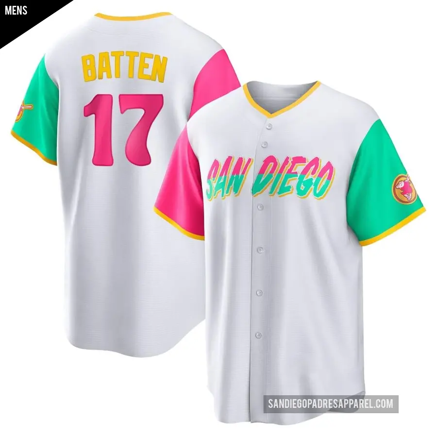 Men's San Diego Padres ＃17 Matthew Batten Replica White 2022 City Connect Jersey