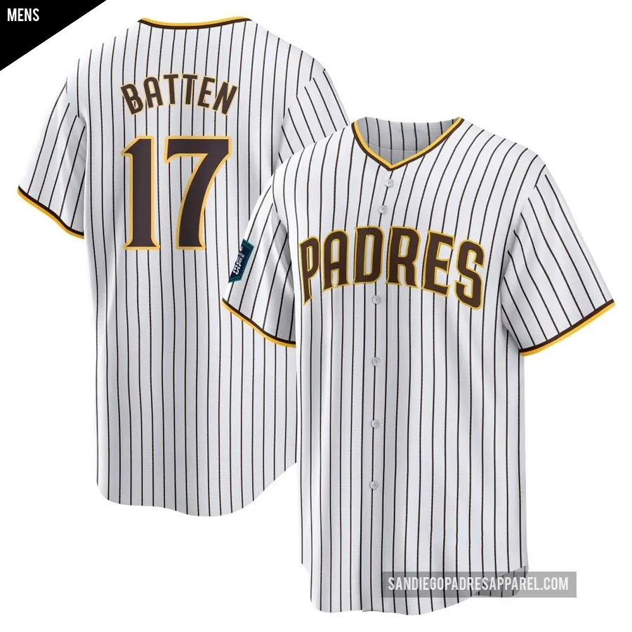 Men's San Diego Padres ＃17 Matthew Batten Replica White 2024 World Tour Seoul Series Home Jersey