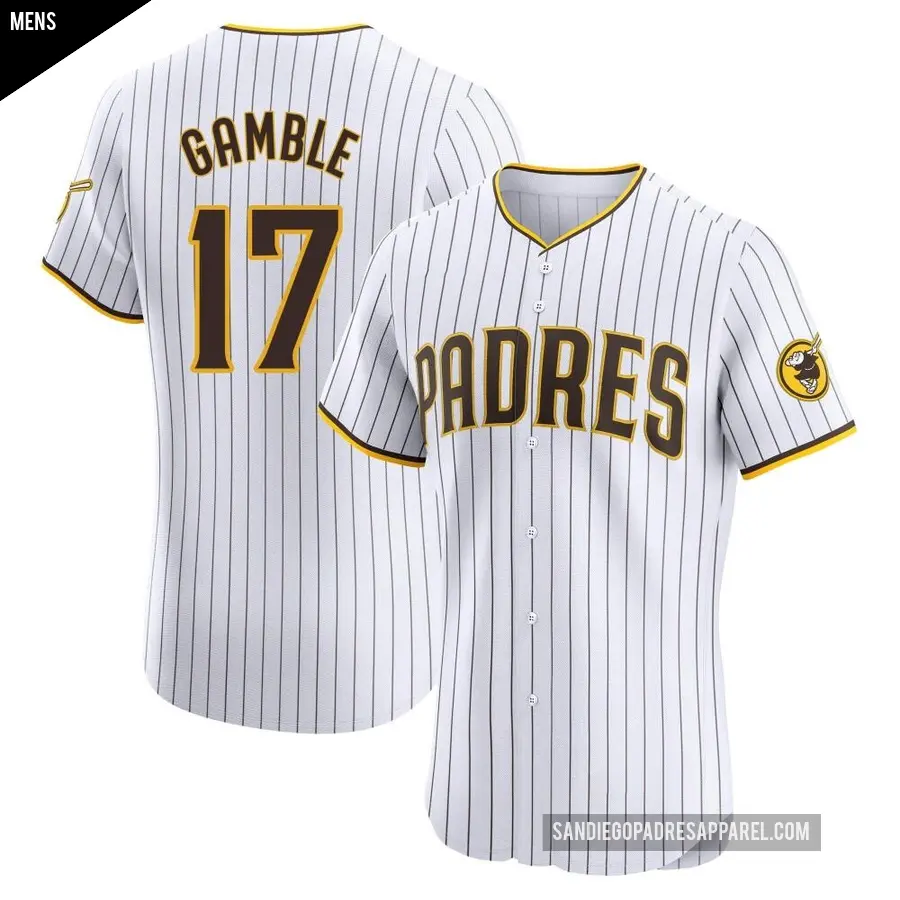 Men's San Diego Padres ＃17 Oscar Gamble Elite White Home Jersey