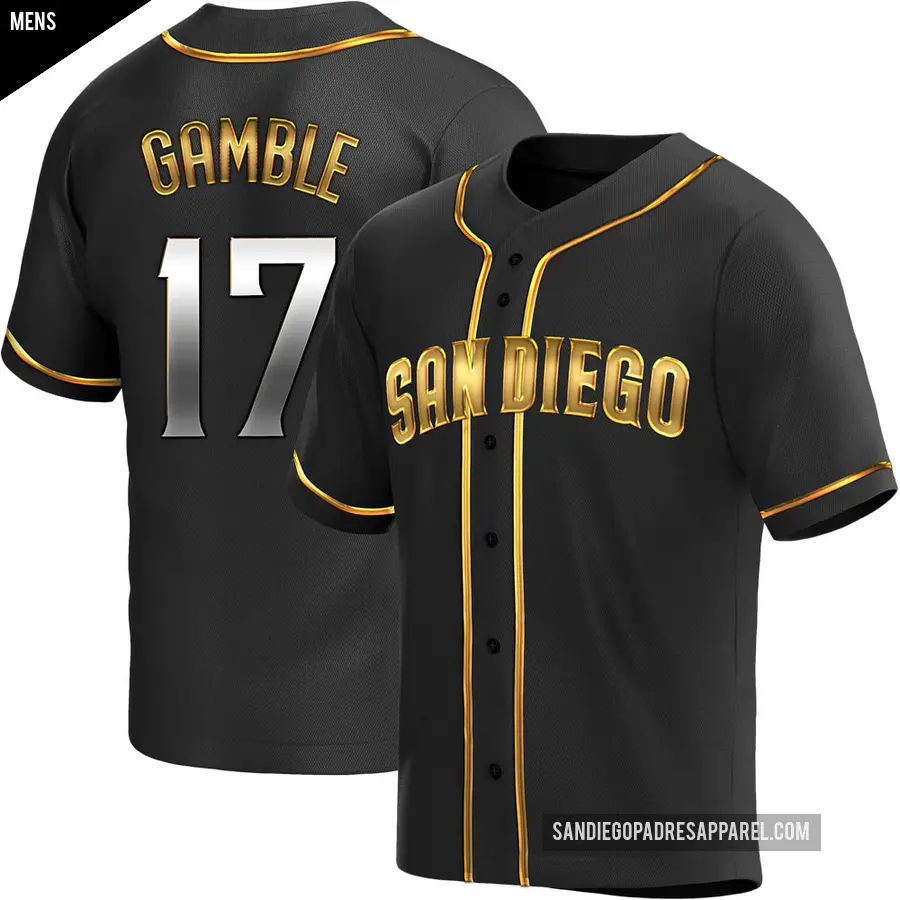 Men's San Diego Padres ＃17 Oscar Gamble Replica Gold Black en Alternate Jersey