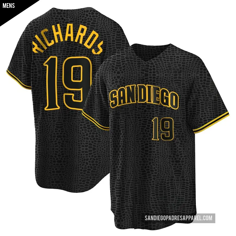 Men's San Diego Padres ＃19 Gene Richards Replica Black Snake Skin City Jersey