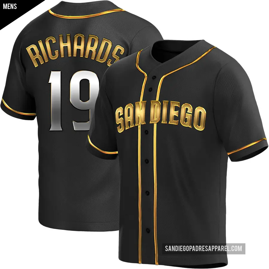 Men's San Diego Padres ＃19 Gene Richards Replica Gold Black en Alternate Jersey