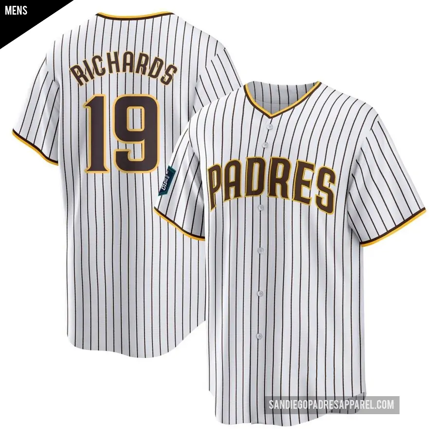 Men's San Diego Padres ＃19 Gene Richards Replica White 2024 World Tour Seoul Series Home Jersey