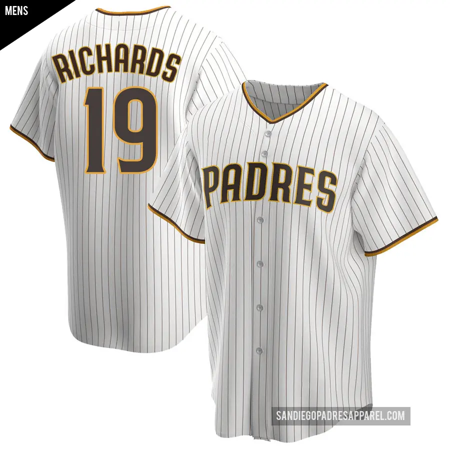 Men's San Diego Padres ＃19 Gene Richards Replica White /Brown Home Jersey