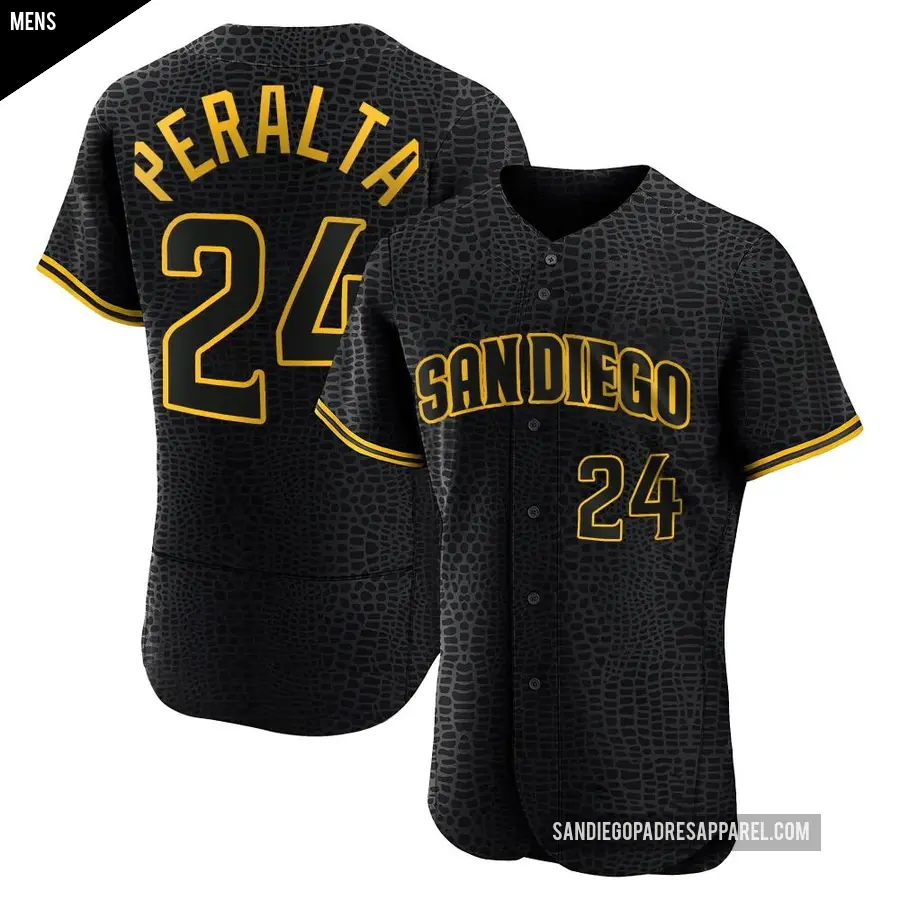 Men's San Diego Padres ＃24 David Peralta Authentic Black Snake Skin City Jersey