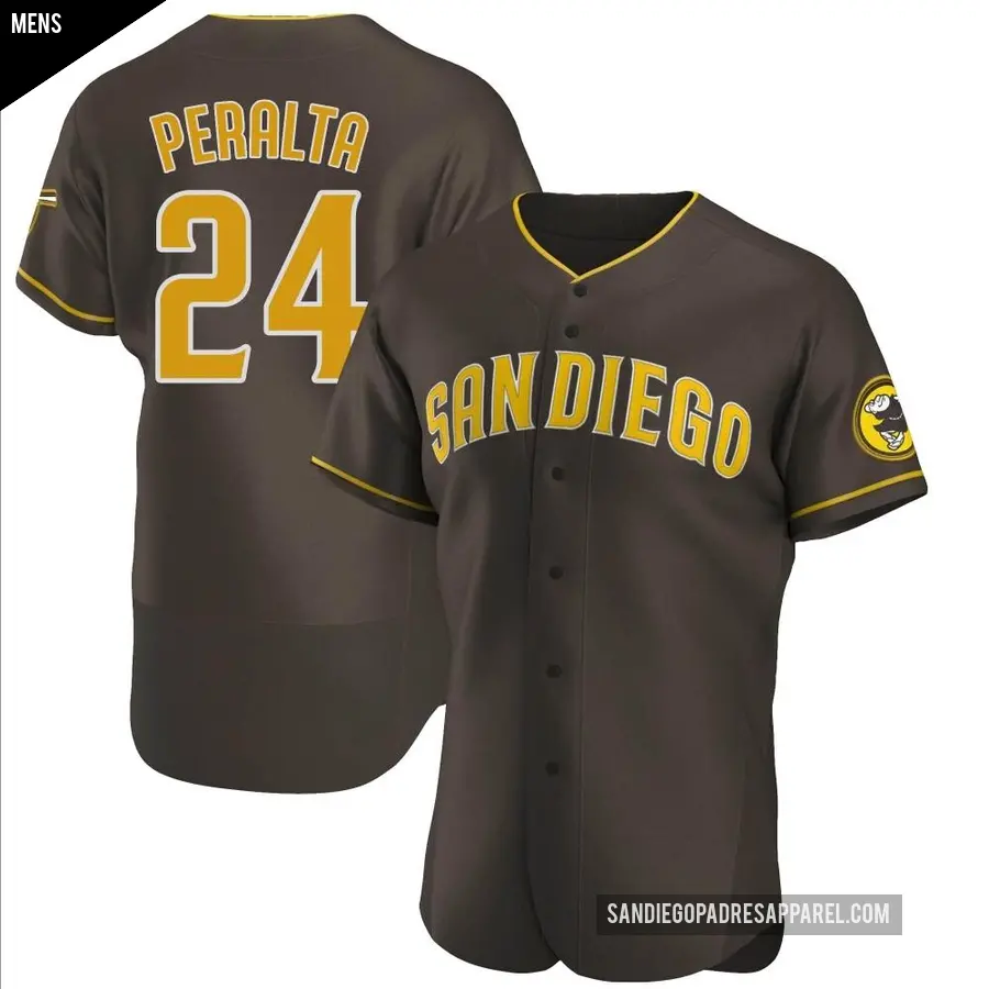 Men's San Diego Padres ＃24 David Peralta Authentic Brown Road Jersey