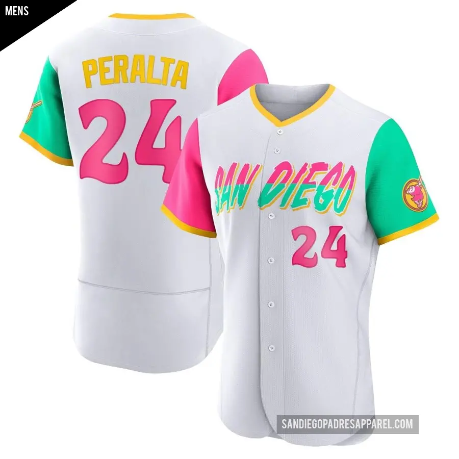 Men's San Diego Padres ＃24 David Peralta Authentic White 2022 City Connect Jersey