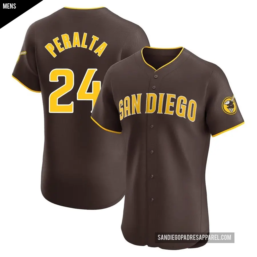 Men's San Diego Padres ＃24 David Peralta Elite Brown Road Vapor Premier Jersey