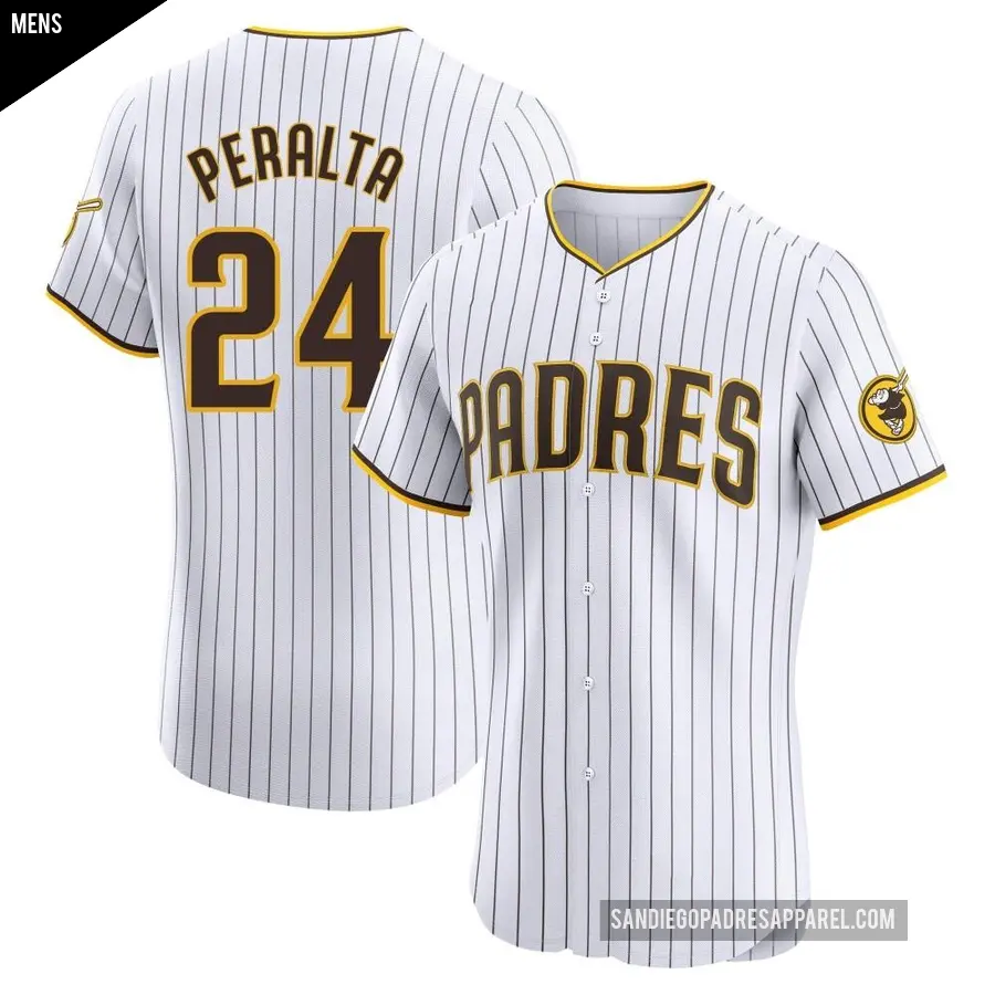 Men's San Diego Padres ＃24 David Peralta Elite White Home Jersey