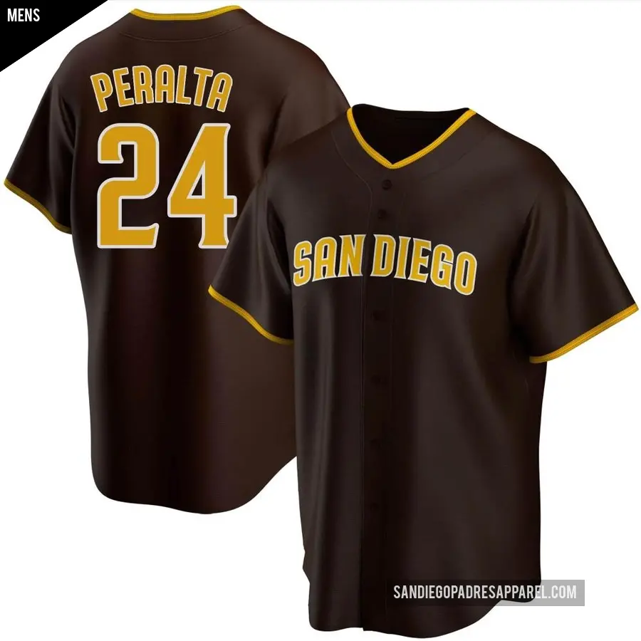 Men's San Diego Padres ＃24 David Peralta Replica Brown Road Jersey