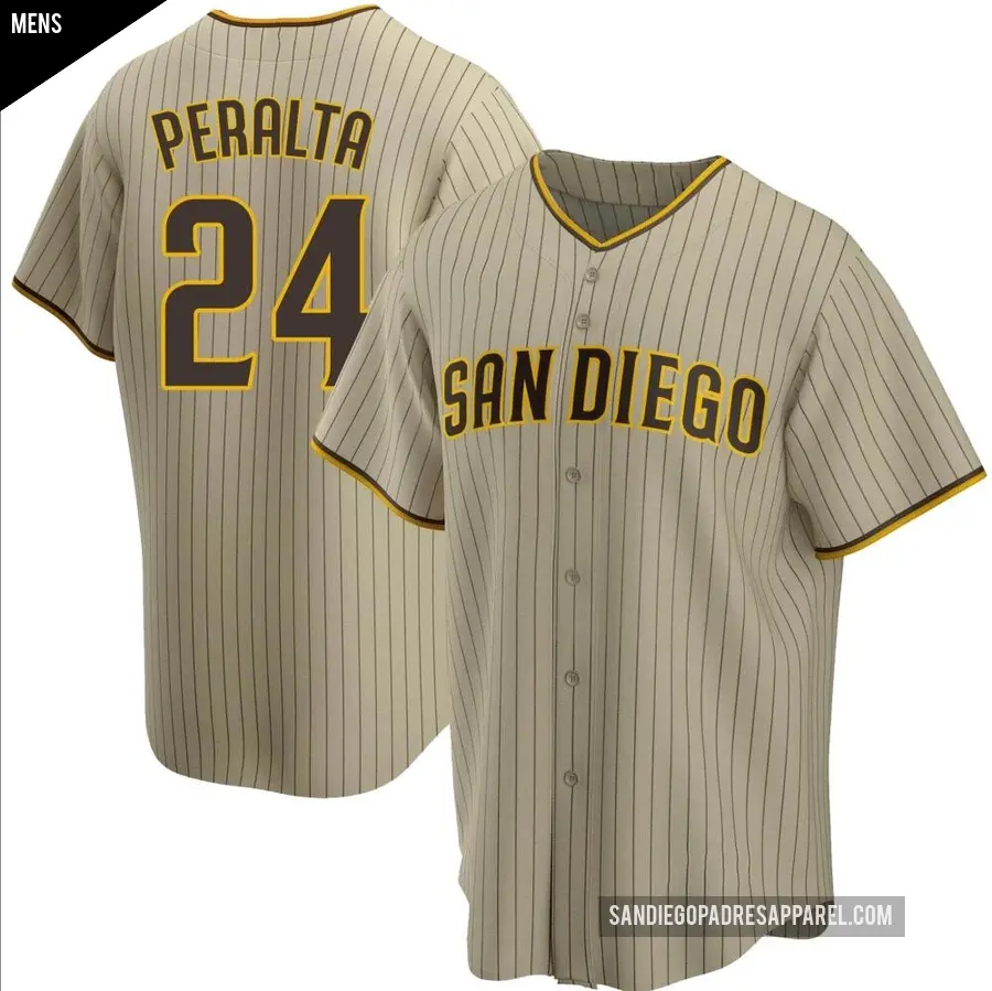 Men's San Diego Padres ＃24 David Peralta Replica Brown Sand/ Alternate Jersey