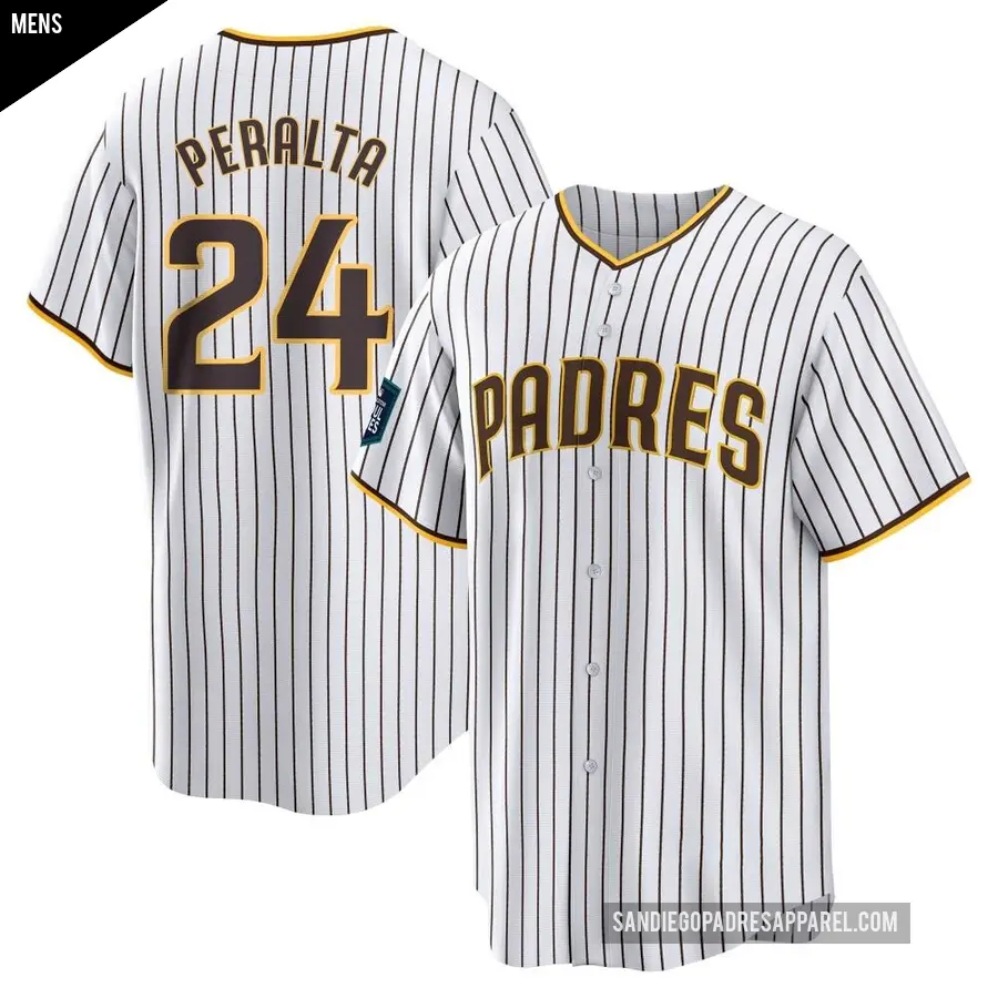 Men's San Diego Padres ＃24 David Peralta Replica White 2024 World Tour Seoul Series Home Jersey