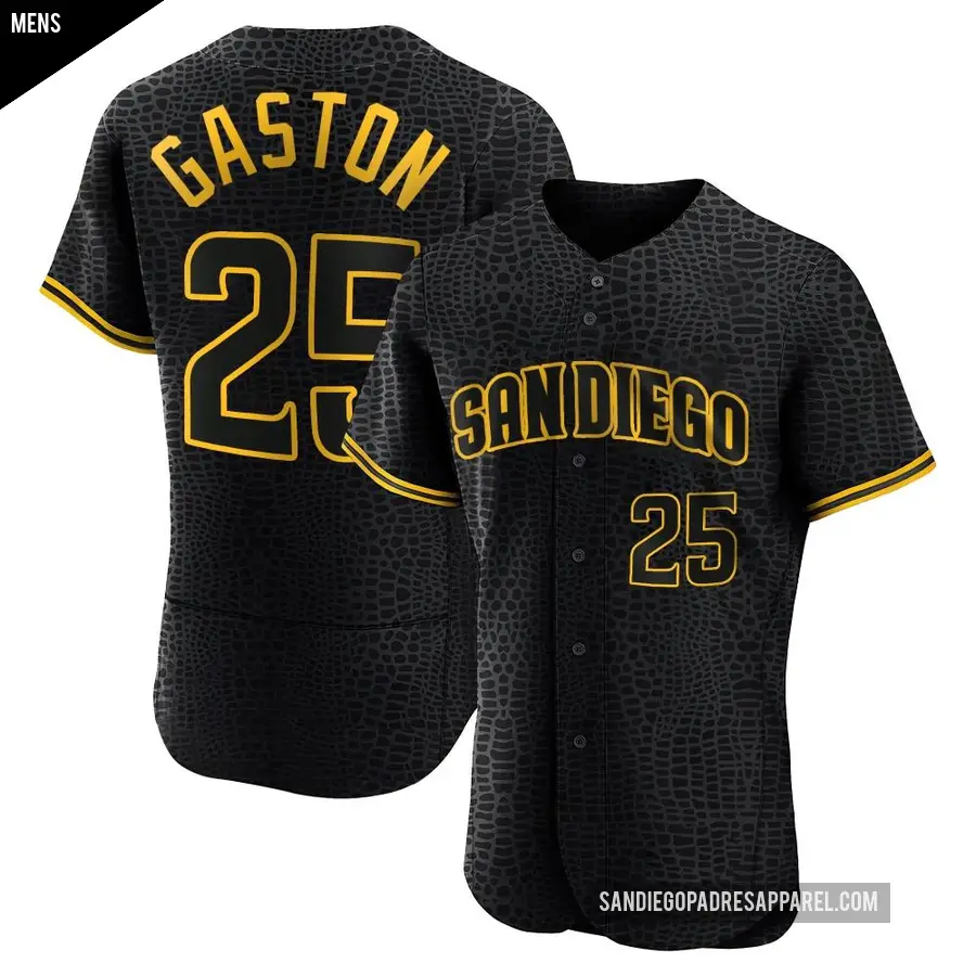 Men's San Diego Padres ＃25 Cito Gaston Authentic Black Snake Skin City Jersey