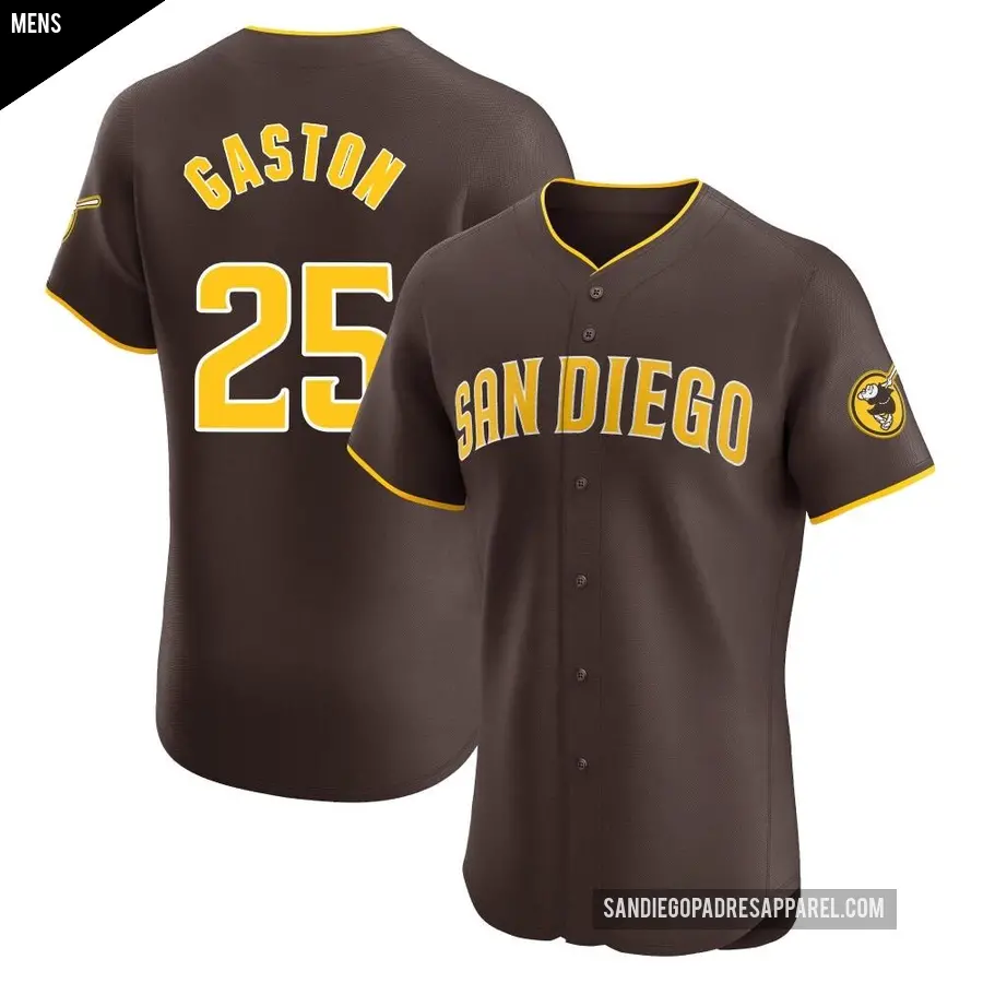 Men's San Diego Padres ＃25 Cito Gaston Elite Brown Road Vapor Premier Jersey